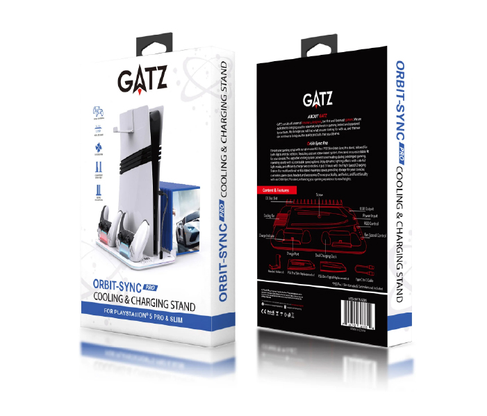 GATZ Orbit-Sync Cooling & Charging Stand - White (PS5 Slim/PS5 Pro)